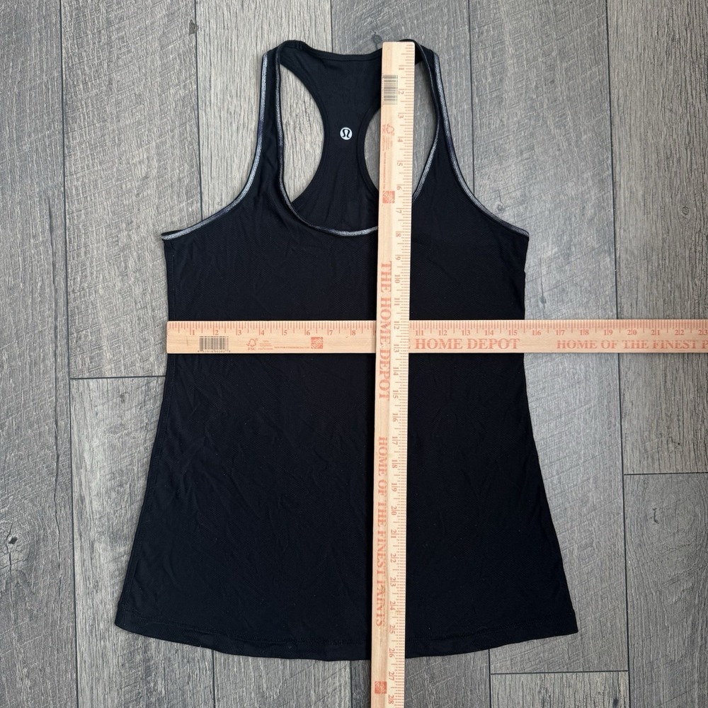 Lululemon Black Racerback Tank Top Floral‎ Mesh Stretch Running Active Women's 8 - Picture 4 of 9